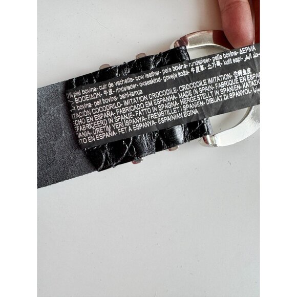 NWT ZARA Black Croc Embossed Leather Hip Belt, Size 85 - Picture 7 of 10